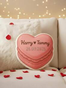 1个定制照片抱枕，个性化靠垫，可定制趣味图案，双面3D抱枕，适合送给爸爸/妈妈/家人/她/他/女朋友/男朋友，情侣生日礼物，家居装饰，定制靠垫，圣诞礼物 - 愛心 - 查看 5
