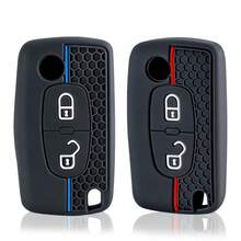 适用于雪铁龙 C2 C3 C4 C5 C6 Xsara Berlingo、标致 207 307 308 407 607 807 的优质硅胶汽车钥匙套 - 防震、防尘、防刮，全方位保护钥匙壳，柔软耐用材质，完美贴合汽车钥匙 - A - 查看 7