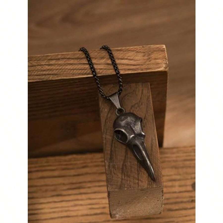 Collar colgante cruz cuervo acero inoxidable cadena caja regalo joyería gótica punk motociclista hombres mujeres - como en la foto - Ver 1