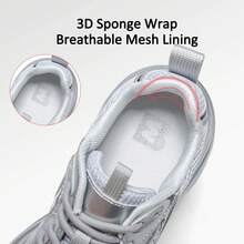 somiliss 1双女士时尚系带皮革网面舒适休闲运动鞋，厚底增高6厘米，低帮户外步行鞋，银色，2026年春季新款