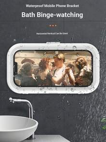 1pc White Bathroom Phone Case, Square Waterproof For Watching Videos In Bathroom & Kitchen - White - View 6