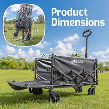 Collapsible Wagon Cart Max 350lb Load & Expandable Storage 100L, Double Bearing Design For Flexible Steering, Foldable Heavy Duty Garden Cart With 2 Cup Holders For Groceries, Garden & Camping - Black - View 7