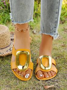 2026 Summer New Arrival Slip-On Sandals, Flat Sandals For Women - Yellow - View 3