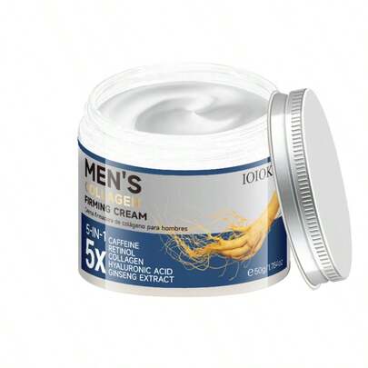 5-In-1 Anti-Aging & Anti-Wrinkle Face Cream For Men, 50g, Infused With Collagen, Retinol, Hyaluronic Acid, Caffeine & Ginseng, Deep Hydration & Moisturizing, Firms & Lifts Contours, Fades Fine Lines & Wrinkles, Balances Oil, Suitable For All Skin Types, Morning & Night Use, Great Gift For Father's Day Or Boyfriend