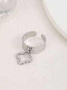 1 pièce Bague pendentif carré géométrique asymétrique à la mode, convient aux femmes comme cadeau, pour une fête, une réunion ou un port quotidien - Argent - Voir 4
