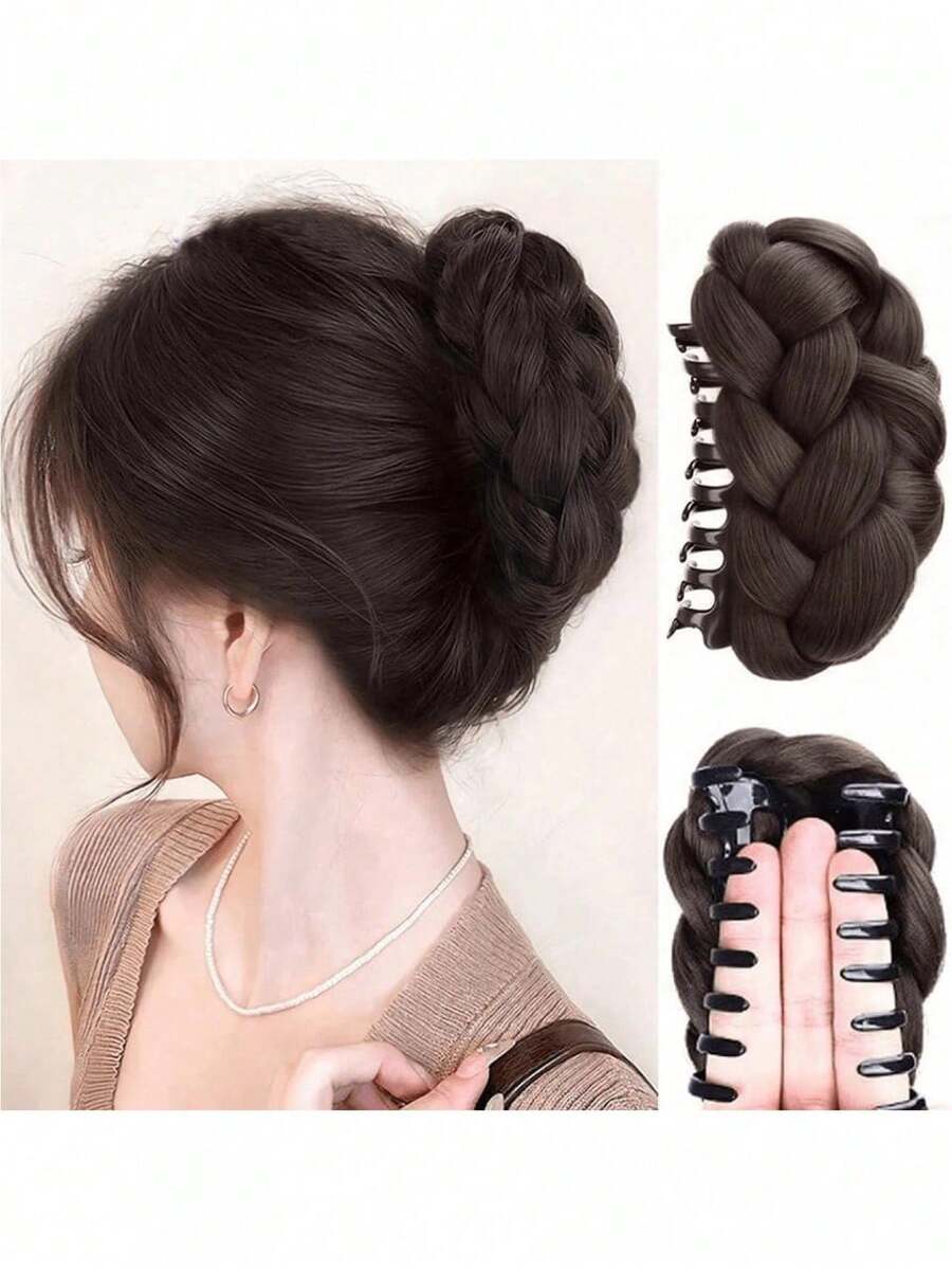 4-Inch Synthetic Hair Bun, Claw Clip Hair Bun, Synthetic Hair Bun Hairpiece, Suitable For Women To Wear Daily Hair Bun Hairpiece