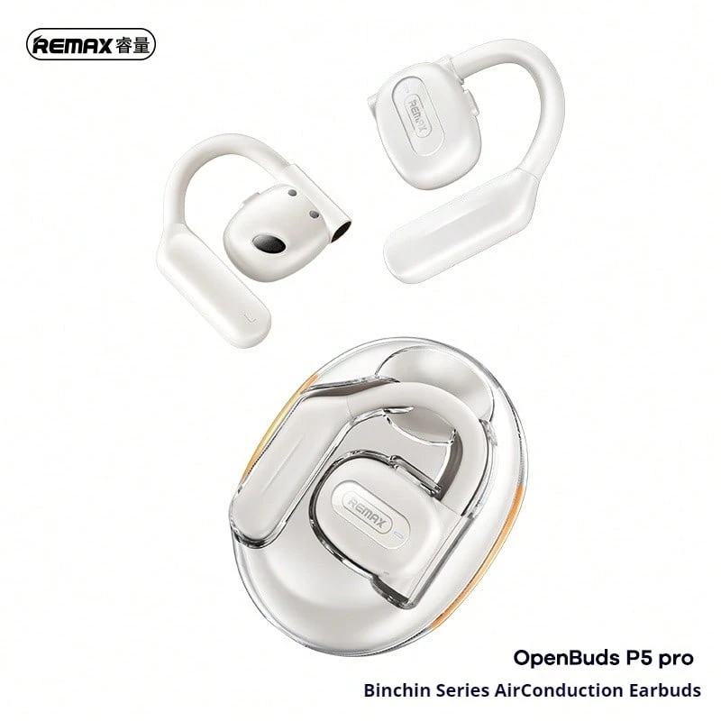 REMAX OpenBuds P5 Pro 骨传导耳机提供清晰音质和全天舒适佩戴体验，非常适合跑步、骑行、锻炼和户外活动。