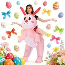 复活节充气兔子服装，卡通人物舞台、派对、节日服装 - 彩色 - 查看 2