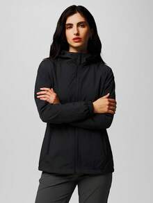 CZRLHYT Women's Outdoor Sports Urban Commuting Windproof Waterproof Hooded Jacket For Hiking And Trekking - Black - View 5