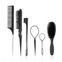 Salon Style 6-Piece Set Of Cross-Border Best-Selling Hair Tools, Steel Needle Highlights Comb, Tail Comb, Hair Pick, Long Tail Comb Eyebrow Brush, Beard Brush. - Beard Comb + brush - View 10