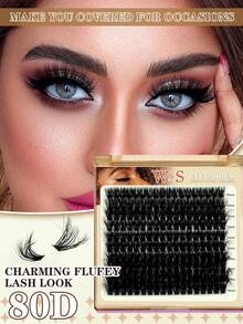 120D/100D/80D/60D/50D/40D/30D Soft & Fluffy Eyelash Cluster Set, Thick Eyelash Extension, Individual Lashes, Faux Mink Lash Cluster, D+ Curled, 10MM/12MM/14MM/16MM/18MM Eyelash Extension, Thick Eyelash Extension, Eyelash Cluster, DIY Makeup (200/180/140pcs/Box) Eyelash Cluster, Eyelash Cluster, Individual Lashes, Eyelashes, False Eyelashes - D+ - View 4