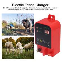 Controlador de carga para cerca electrónica Ranch Pulse, alarma para cercas de animales, cerca eléctrica con receptor de pulso de alto voltaje de 100-240 V - Rojo - Ver 2