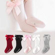 5 双大蝴蝶结蕾丝短袜，防滑，儿童款，公主款，适合春夏秋冬 - 粉色 - 查看 13
