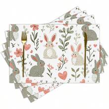 1/2/4/6/8/300 Pcs Luxury Placemat Set, Featuring Modern Minimalist Easter Bunny Pattern Design. Size: 12*18 Inches/30*45 Cm, Multiple Patterns Available, Suitable For Easter Dining And Home Decor. - Multicolor - View 14