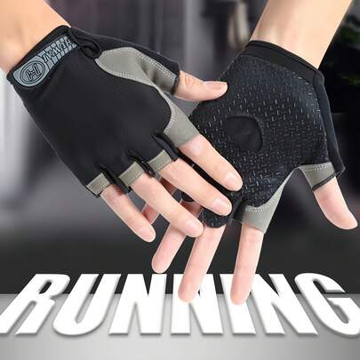 Fitness Dumbbell Gloves, Half Finger Cycling Gloves, Anti-Slip Shock-Absorbing Gloves For Fitness, Cycling, Road Bike, Mountain Bike, Suitable For Fitness, Exercise, Cycling, Weightlifting, Outdoor Sports Training, Unisex