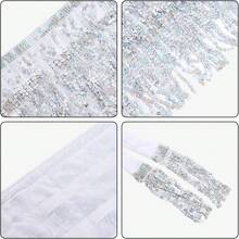 Sequin Belly Dance Scarf Tassel Wrap Sparkly Fringe Skirt With Pair Heart Party Rave Costume Women - Silver - View 5