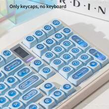 136键猫眼蓝/粉键帽，Cherry原厂高度双色注塑半透明PBT键帽，带背光磁吸轴，适用于61/68/75/87/98/104键机械键盘 - 藍色 - 查看 3