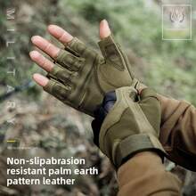 Half Finger Tactical Gloves For Men, Outdoor Cycling Sports Anti-Slip Durable Climbing Fitness - Black - View 6