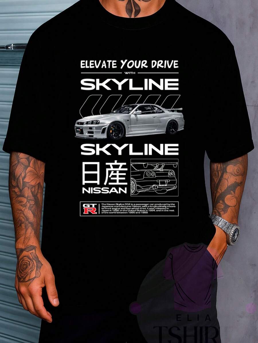 Streetwear T-Shirt Cars Skyline GT3RS Automobiles Vehicles Racing Drift Street Fashion Urban Culture Skaters Unisex Men's Women's 100% Cotton Top Premium Streetwear New Release Immediate Shipping Various Colors!! - 72577-天際線 - 查看 1