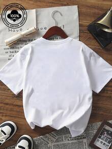 T-shirt à manches courtes pour femmes, décontracté pour l'été. Imprimé graphique avec palmiers et soleil. Coupe ample, col rond, en coton doux. Parfait pour les vacances et le streetwear. - Blanc - Voir 2