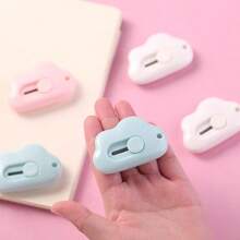 3pcs Mini Cloud Shaped Utility Knife/Box Cutter/Envelope Opener/Envelope Cutter, Portable Cloud Shaped Paper Cutter With Keychain Hole