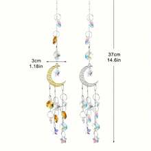 水晶星月风铃，优雅风铃，经典卧室客厅装饰挂件，高雅室内车挂饰，镶嵌闪亮水晶 - 彩色 - 查看 7