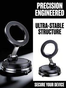 Alloy Suction Cup 1pc 360° Rotating Magnetic Car Phone Holder High Strength Zinc Alloy Material Foldable Dashboard Mount Hands-Free Navigation Suitable For All Smartphone Models No Power Required Birthday Gift Valentine's Day Gift - Black - View 4