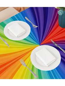 1pc Rainbow Decorative Table Cloth, Easy To Clean And Maintain, Suitable For Coffee Tables And Dining Tables - Color - View 12