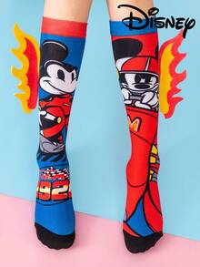 Cute 3D Disney Children's Crazy Racing Mickey Over-The-Knee Socks, Fashionable Children's Party Knee-High Socks, High-Quality Gifts, Back To School Season, Fun And Fashionable Disney Fans Disney Cartoon 3D Socks - Multicolor - View 3