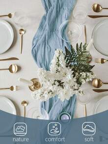 Dusty Blue Cheesecloth Table Runner 10Ft, Gauze Table Runners 120 Inch,Semi Sheer Cheese Cloth Fabric Runner Bulk For Wedding,Party,Baby Shower,Bridal Shower - Baby Blue - View 7