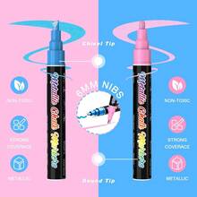 Liquid Erasable Chalk Markers Pens - 12 Colors Washable & Wet Erase Neon Makers For Blackboard, Chalkboard Signs, Glass Window, Graduation Celebration School Art - 10 Metallic Colors - View 2