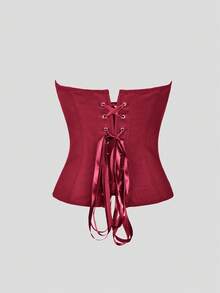 Áo corset màu trơn gợi cảm, thanh lịch, có gọng, buộc dây phía sau, kiểu áo croptop ống, thích hợp cho ngày Valentine, hẹn hò, sinh nhật, tiệc tùng, đi chơi hàng ngày, đi nghỉ mát, lễ hội âm nhạc, đám cưới, trang phục mùa lễ hội dành cho nữ. - Đỏ - Xem 3