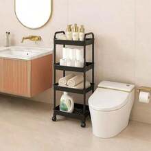 Carrito Organizador Delgado 4 Niveles con Ruedas, Estantería Estrecha para Espacios Reducidos de Hogar - Negro - Ver 6