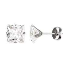1pair Stainless Steel Square Cubic Zirconia Stud Earrings For Men And Women, Simple And Noble Design, Perfect Holiday Gift - Silver - View 11