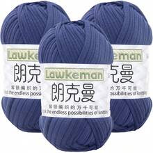 Lawkeman 3 peças/300g Fio de Camiseta de Poliéster de Alta Qualidade, Fio de Crochê e Tricô, Fio Grosso de Poliéster Macio e Elástico, 30m/100g por Rolo - Ideal para Projetos DIY, Chinelos, Cestas, Tiras de Tecido, Sacolas Artesanais Tecidas à Mão, Brinquedos, Sapatos, Tapetes, Cestas de Armazenamento - Multicolorido - Visão 47