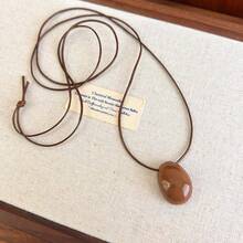 1pc Fashion Versatile Long Beaded Wax Rope Necklace, Influencer Style Necklace, High-End Collarbone Chain - Pendant Necklace - View 5