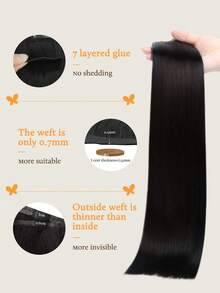 DOORES 无痕 PU 夹 7 片装 110 克真人发接发，100% 真人发，隐形舒适，自然融合，轻盈舒适。梦幻秀发，优质原生发接发，适合女性和女孩日常佩戴，易于佩戴，魅力优雅，休闲度假装扮，角色扮演，校园运动，旅行节日舞会户外角色扮演。 - S1B - 查看 3