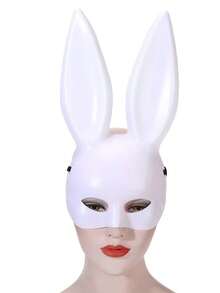 1pc Sexy Bunny Girl Cosplay Rabbit Ear Mask, Cartoon Plastic Half Face Rabbit Mask For Halloween Masquerade