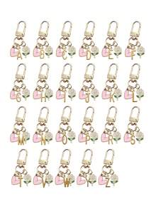 Letter Initial Keychain With Heart Rose Charm, Gold Metal Alphabet Key Ring For Women & Girls, Pink Enamel Floral Heart Pendant Keychain, Cute Personalized Bag Charm & Handbag Accessory, Car Key Holder Decoration, Stylish Backpack Pendant, Ideal Gift For Birthday, Valentine's Day, Mother's Day, Anniversary, Christmas, Holiday & Daily Use - Multicolor - View 2