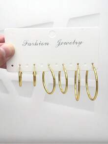 Women's Earrings - Circular Geometric Stainless Steel Studs, Statement Fashion Hoop Earrings, European-Style Studs With Sophisticated Jewelry Appeal, The Perfect Valentine's Gift For Your Female Friend - Gold - View 7