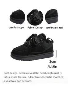 Giày bốt leo núi đế dày dành cho nữ, cổ lông giả, kiểu bốt đi tuyết mới, giày buộc dây lót lông cừu. - màu đen - Xem 3