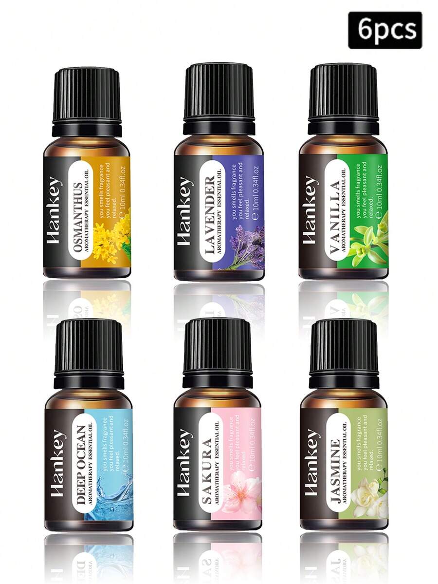 6pcs Essential Oil Refill, Made From Pure Essential Oils, Suitable For Aromatherapy, Humidifiers, Car Diffusers, Fragrance Lamps, Candle Making, Air Purification, Freshening, Valentine's Day & Wedding Supplies