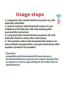Bezprzewodowy kijek/statyw do selfie o średnicy 1700 mm, rozkładany, składany monopod, kompatybilny ze smartfonami, stabilne zdjęcia, odpowiedni do transmisji na żywo, z pilotem, idealny na wakacje, podróże, zajęcia na świeżym powietrzu, transmisje na żywo - Wielokolorowe - Zobacz 9