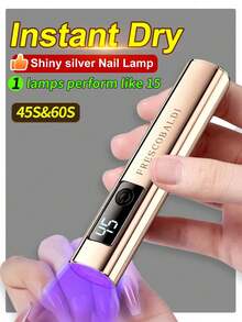 Handheld UV Metal One-Line Light With Screen Display, For Gel Nails, Mini Nail Lamp, Portable LED Nail Lamp, USB Nail Dryer, For Quick Curing Nail & Foot Care Tools - Gold - View 4