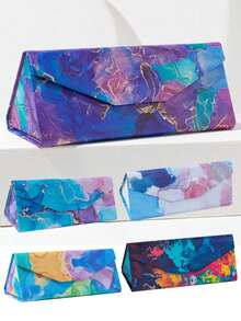 1pc Women's Colorful Painting Print Foldable Eyeglasses Case, Suitable For Outdoor Matching - Multicolor - View 15