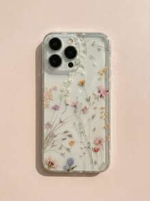 POKOJA LAND 1 件简约花卉透明全覆盖 TPU 手机壳，适用于 17、16、15、14、13、12、11 Pro Max、A55/54/53/52/51、S24/23/22/21 Ultra - 彩色 - 查看 3