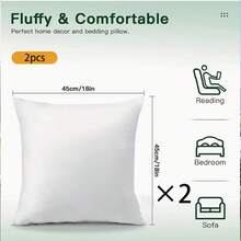 1个/2个简约时尚白色涤纶面料枕芯,柔软抱枕芯,方形软垫芯,蓬松内芯,多种尺寸可选,适合家居装饰,可用于床、沙发、椅子、办公室、汽车等场所。(压缩包装发货) - 白色 - 查看 13