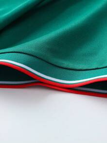 Men's Golf Polo Shirt, Fashion Business Casual Printed Short Sleeve Polo With Button Design - Green - View 5