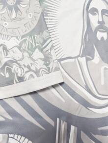 巴西雕像特别版男式足球服和圆领舒适运动上衣，适合比赛、足球训练、休闲和节日穿着，礼物 - 白色 - 查看 7