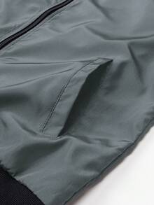 Outdoor Sports Casual Stand Collar Baseball Jacket Solid Color Zipper Jacket - Light Grey - View 6